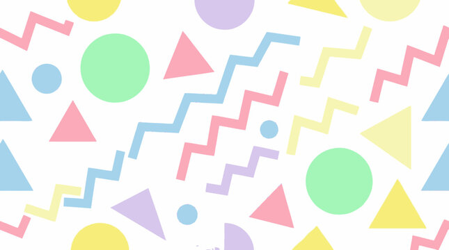 Colorful geometric shapes pastel memphis pattern background
