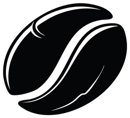 Naklejka premium Stylized coffee bean illustration in black on white for design and graphics.