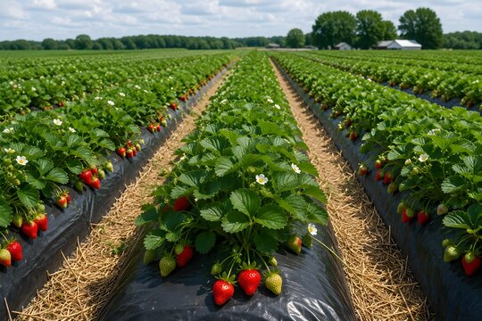 strawberry farm rows