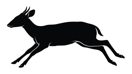 Antelope silhouette depicted in a dynamic running pose stands against a plain white background. © Sadee Girl