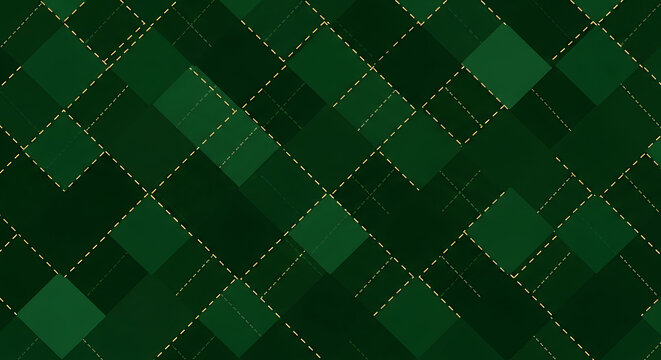 Dark green argyle pattern background with stitched texture background geometric stitched wallpaper abstract material creative