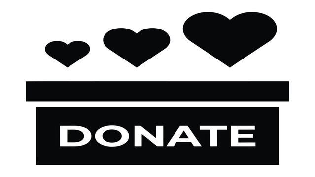 Donate box with heart symbols displays a clear call to action for charitable contributions and support.