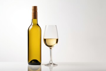 Obraz premium Wine glass behind wine the bottle drink refreshment wine glass.