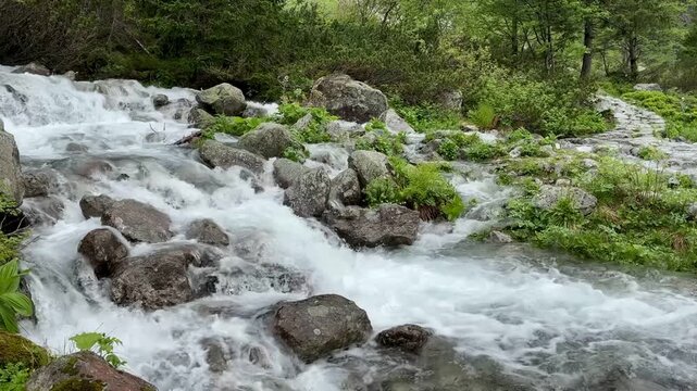 Mountain river in Morskie Oko Tarta national park Zakopane Poland