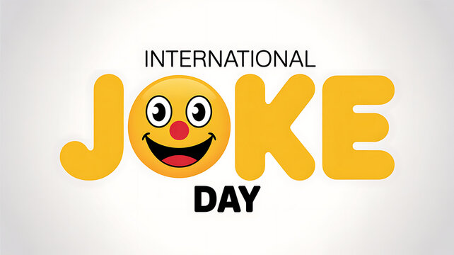 International joke day with smiling face emoji on gray background