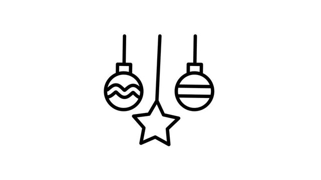 Christmas bauble ornament decorations animated icon for event, new year, festival, party, celebration and other