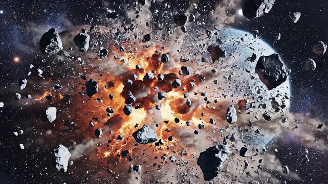 Two planets collide with devastating destruction in far, deep dark space
