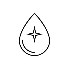 Fototapeta premium Clean pure water drop line icon vector illustration clean aqua fresh mineral liquid droplet for healthcare hydration design element symbol isolated on transparent background.
