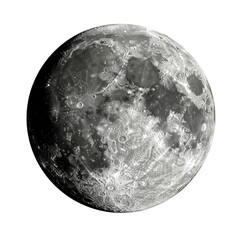 Naklejka premium Detailed view of the moon isolated on transparent background