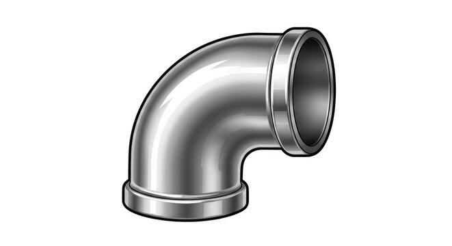 Silver Metal Pipe Elbow Fitting Closeup.