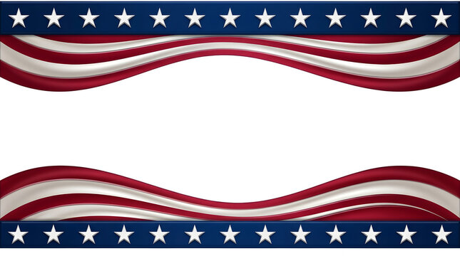 American flag wavy border frame design with red white and blue colors for patriotic events and holidays