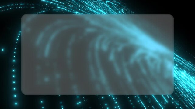An abstract glassmorphic animation shows orange neon light streaks exploding outwards dynamically. The blurry glass card layer delivers a modern tech aesthetic for digital presentations.