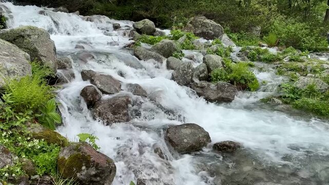 Mountain river in Morskie Oko Tarta national park Zakopane Poland