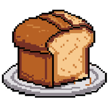 Retro Pixel Pixel bread loaf 8-bit vector graphic design