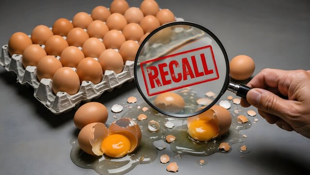 Egg Product Recall and Food Safety Quality Control Concept