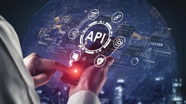 Modern Digital API Integration on Smartphone with Abstract Technology Background Illustrating Connectivity and Innovation in Data Management. Entropy.