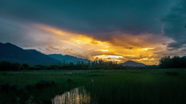 Time-lapse of sunset at Ladakh