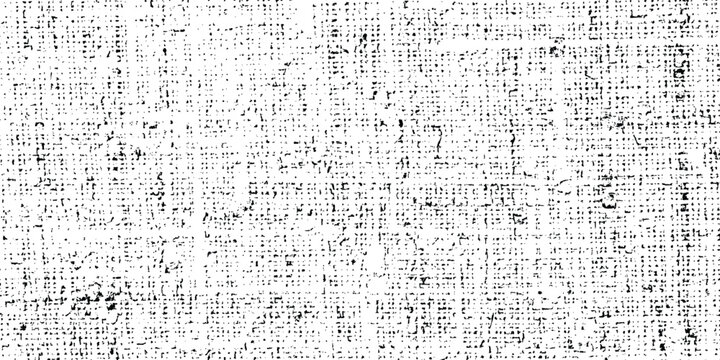 Black and white distressed grunge burlap fabric texture for overlay and rough vintage design vector illustration.