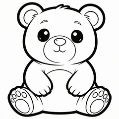 Fototapeta premium Very simple children’s coloring page with cute friendly animals on a white background, clean outline illustration for kids, preschool activities, and printable art