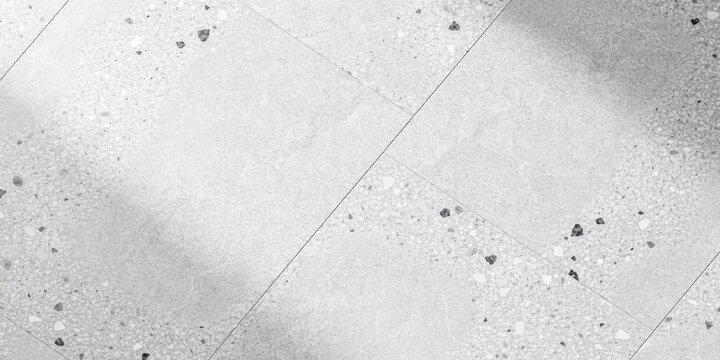 Light grey interior design terrazzo floor tiles texture with natural shadow effect abstract background vector illustration.