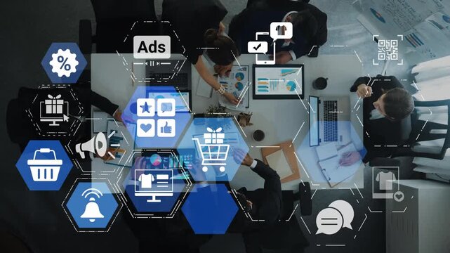 Concept of social media shopping transforms e-commerce. This platform offers seamless shopping experiences, enhancing social media interaction for online business growth. Funnel