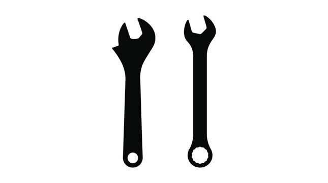 Two Wrenches In Black Silhouette wrench spanner