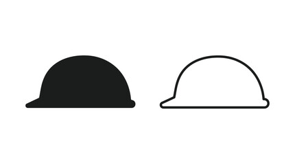 Fototapeta premium Construction helmet silhouette in black and line art style silhouette