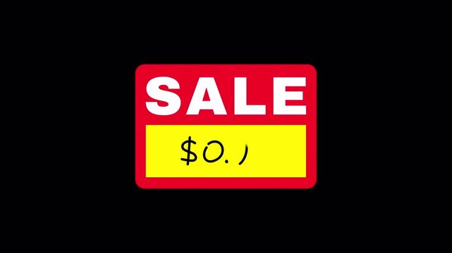 sale red stickers with price animation alpha channel video footage

