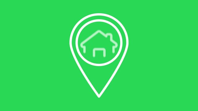 house building real estate location navigation line icon sign animation video footage
