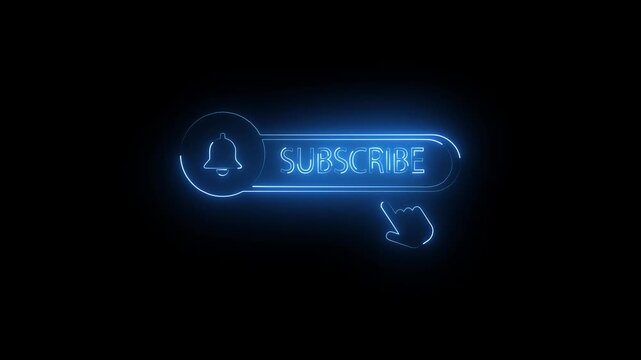 Subscribe Button Neon Glow Social Media Icon Animation 