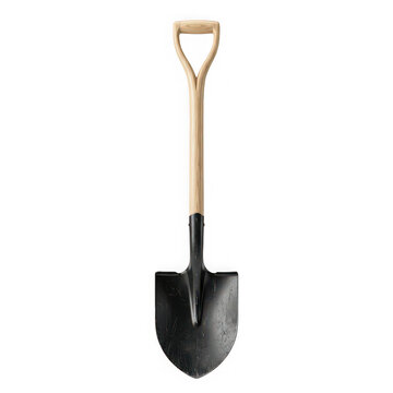 Sturdy metal garden shovel with a wooden handle for digging soil