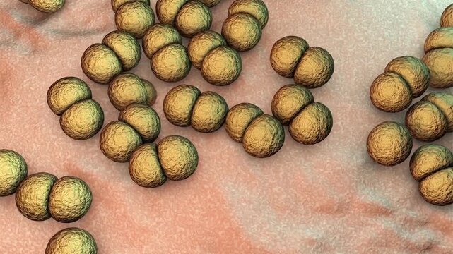 Neisseria bacteria, 3D animation showing Gram-negative diplococci associated with meningococcal disease and gonorrhoea in humans.