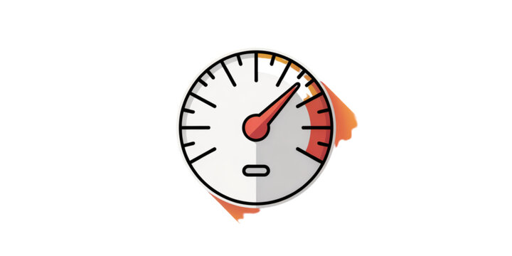 Red speedometer gauge with orange needle pointing near maximum limit Vector