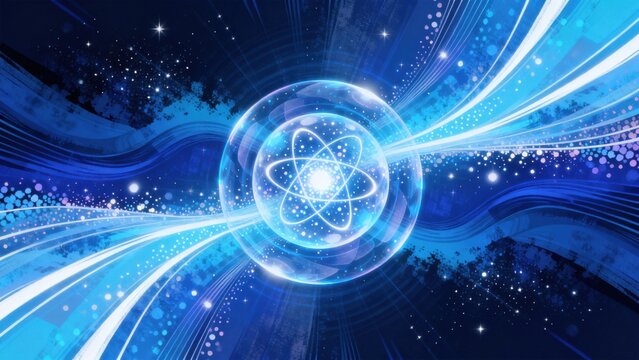 Abstract blue sphere with atomic design