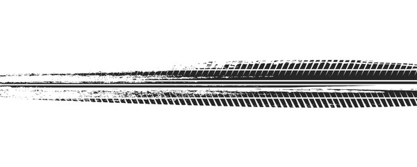 Tire tread and car drift marks after skidding, launch, powerslide in motorsport, rally, off-road, motocross. © bournut