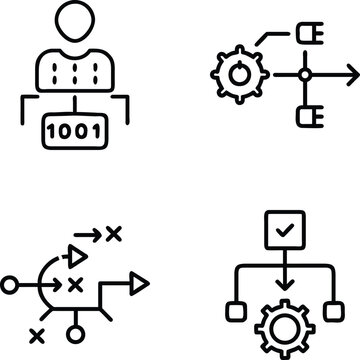 Data analyst with binary code and flowchart for business process optimization and project management.