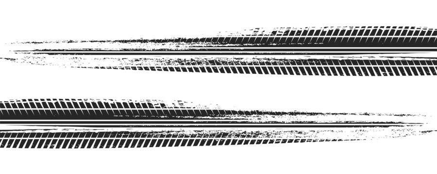 Tire tread and car drift marks after skidding, launch, powerslide in motorsport, rally, off-road, motocross.