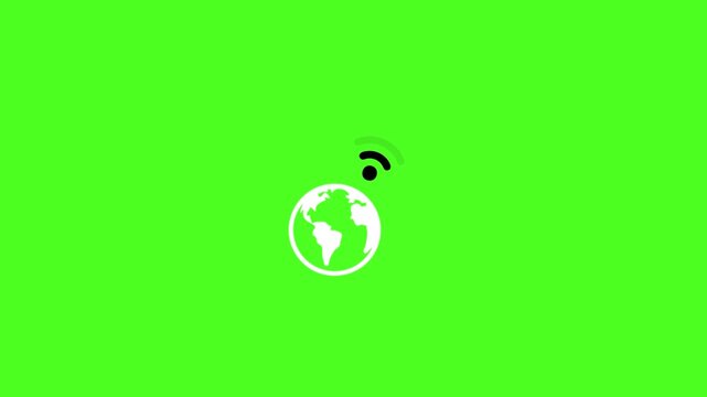 Worldwide Communication Network Symbol. Digital Globe Network Icon Animation 