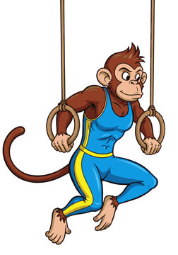 Monkey Gymnast on Gymnastic Rings Mascot Vector