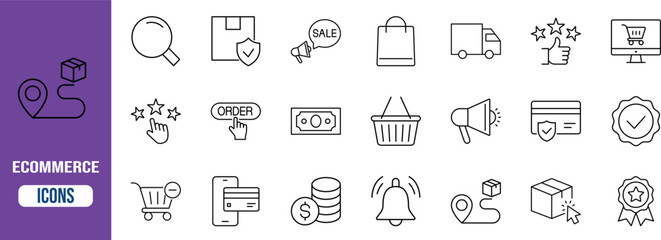 E-commerce online shopping vector icons. cart icon set, package icon set, money icon set © Dream Forge Studio 