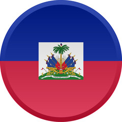 Obraz premium Transparent Haiti Round DISC Flag Icon with 3D Look