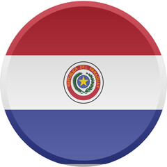 Obraz premium Transparent Paraguay Round DISC Flag Icon with 3D Look