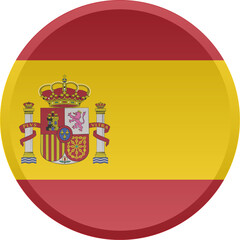 Fototapeta premium Transparent Spain Round DISC Flag Icon with 3D Look