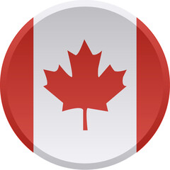 Obraz premium Transparent Canada Round DISC Flag Icon with 3D Look