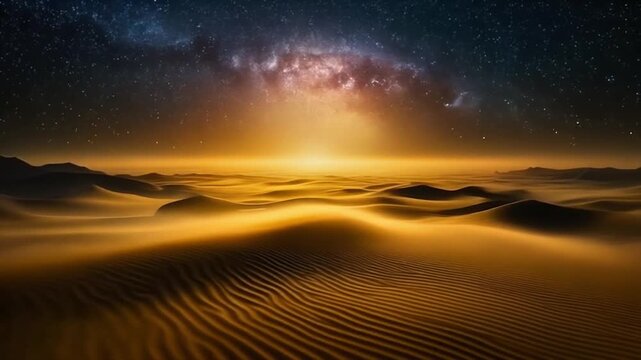 Thin golden haze drifting slowly through a dark galactic void with smooth silk like motion glow