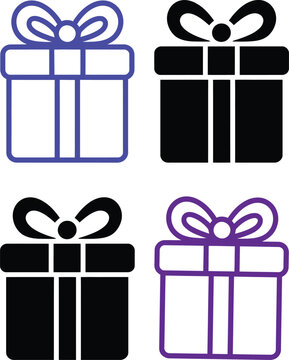 Gift box with blue ribbon and bow on front