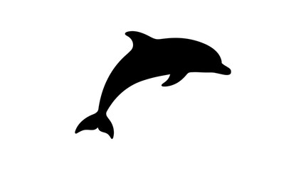 Naklejka premium Leaping Dolphin Silhouette Against A White Background Silhouette