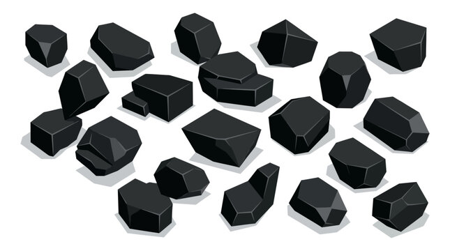 Black Rock Silhouettes With Shadows Isometric Vector Illustration