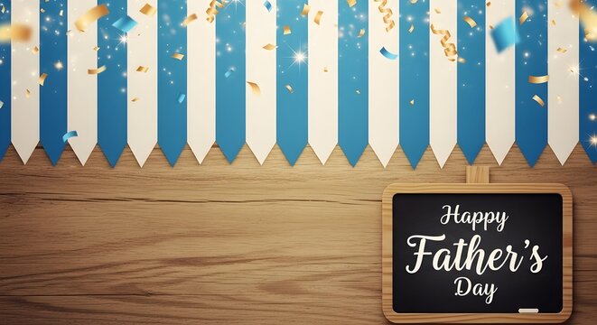 white and blue ribbon with fathers day text