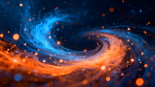 Cosmic swirl of blue and orange nebula